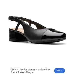 Clarks Shoes Women's Size 6 Black Marilyn Rose Slingback Block Heel Pumps